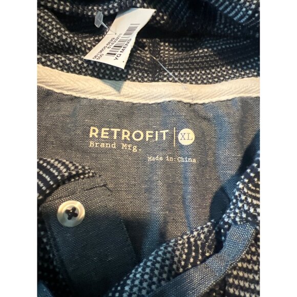 NWT - RETROFIT Brand Gray Navy Hoodie Jersey Top textured lightweight - Picture 6 of 7